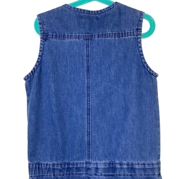NWT 7 For All Mankind Girl Sleeveless Denim Romper Button Front Medium Wash Sz L - Picture 5 of 13